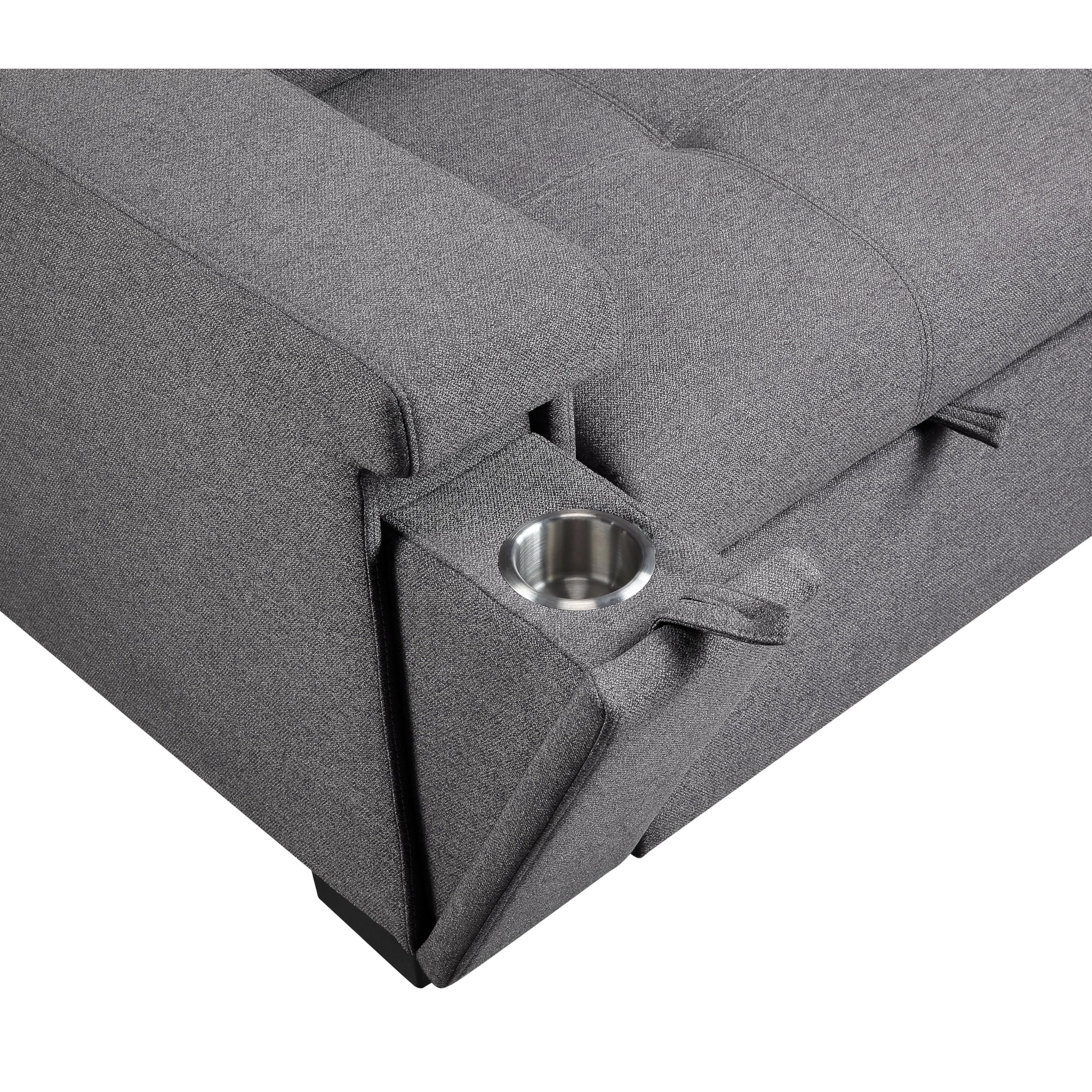 Acme Jacop Sleeper Sectional Sofa with Storage in Dark Gray Fabric