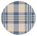 SAFAVIEH Courtyard Collection 67 Round Beige/Blue CY6201 Plaid Indoor/ Outdoor-Waterproof Easy-Cleaning Patio Backyard Mudroom 