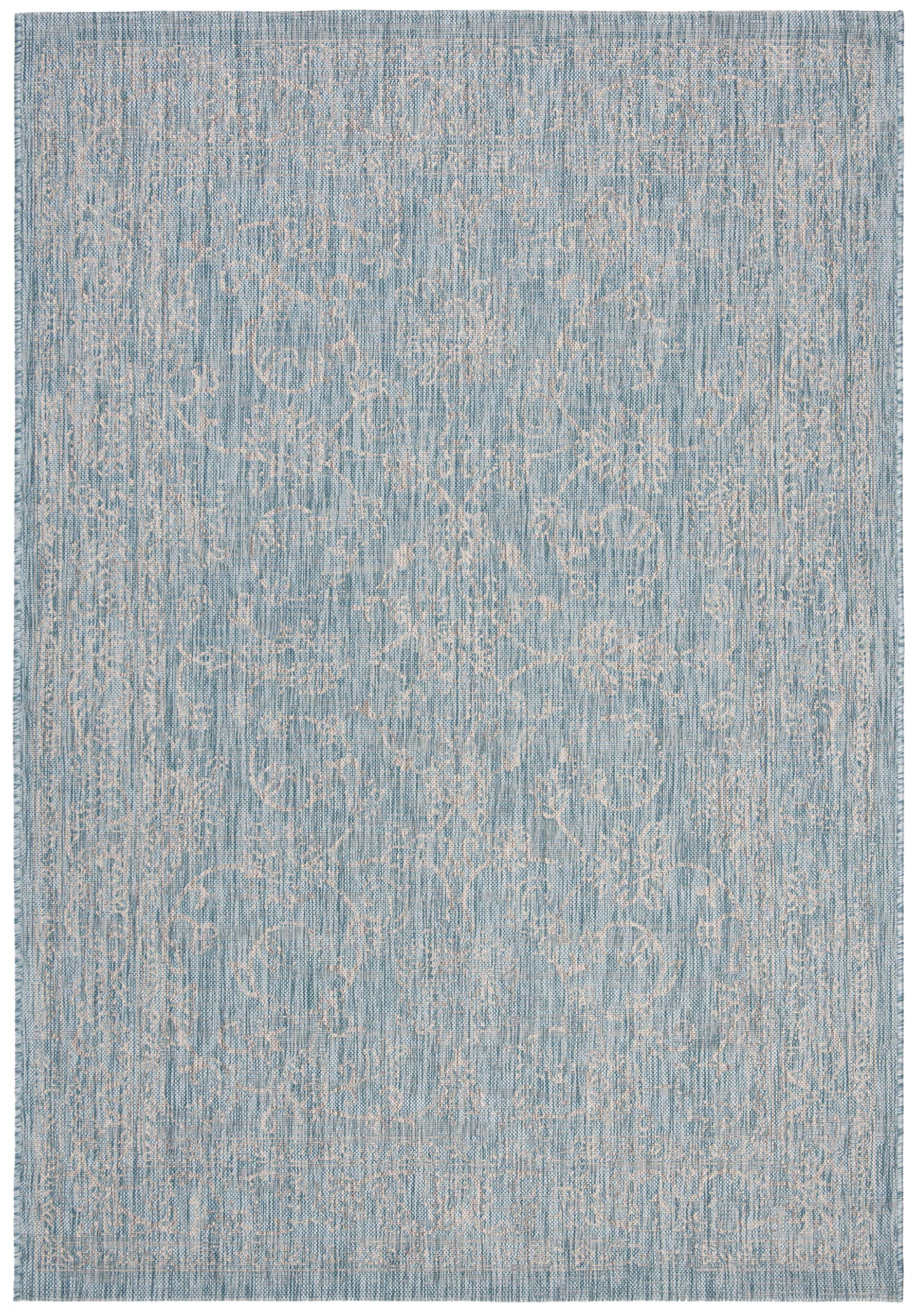 Safavieh Courtyard Collection 5'3' X 7'7' Aqua/Grey Cy8680 Indoor/ Outdoor Patio Backyard Mudroom Area Rug