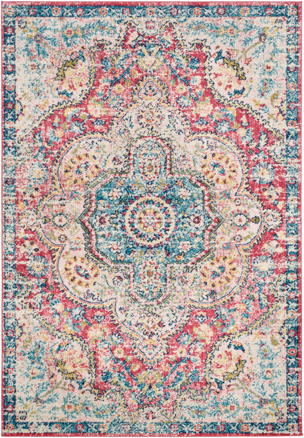 Livabliss Romaine Vintage Medallion Area Rug,2' X 3', Rose/Navy