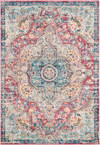 Livabliss Romaine Vintage Medallion Area Rug,2' X 3', Rose/Navy