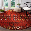 SAFAVIEH Amsterdam Collection 51 Round Terracotta / Multi AMS108D Moroccan Boho Non-Shedding Dining Room Entryway Foyer Living 