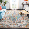 SAFAVIEH Madison Collection Area Rug - 8 x 10, Grey & Light Blue, Boho Chic Medallion Distressed Design, Non-Shedding & Easy C