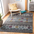 SAFAVIEH Amsterdam Collection Accent Rug - 4' x 6', Dark Grey & Ivory, Moroccan Boho Design, Non-Shedding & Easy Care, Ideal for