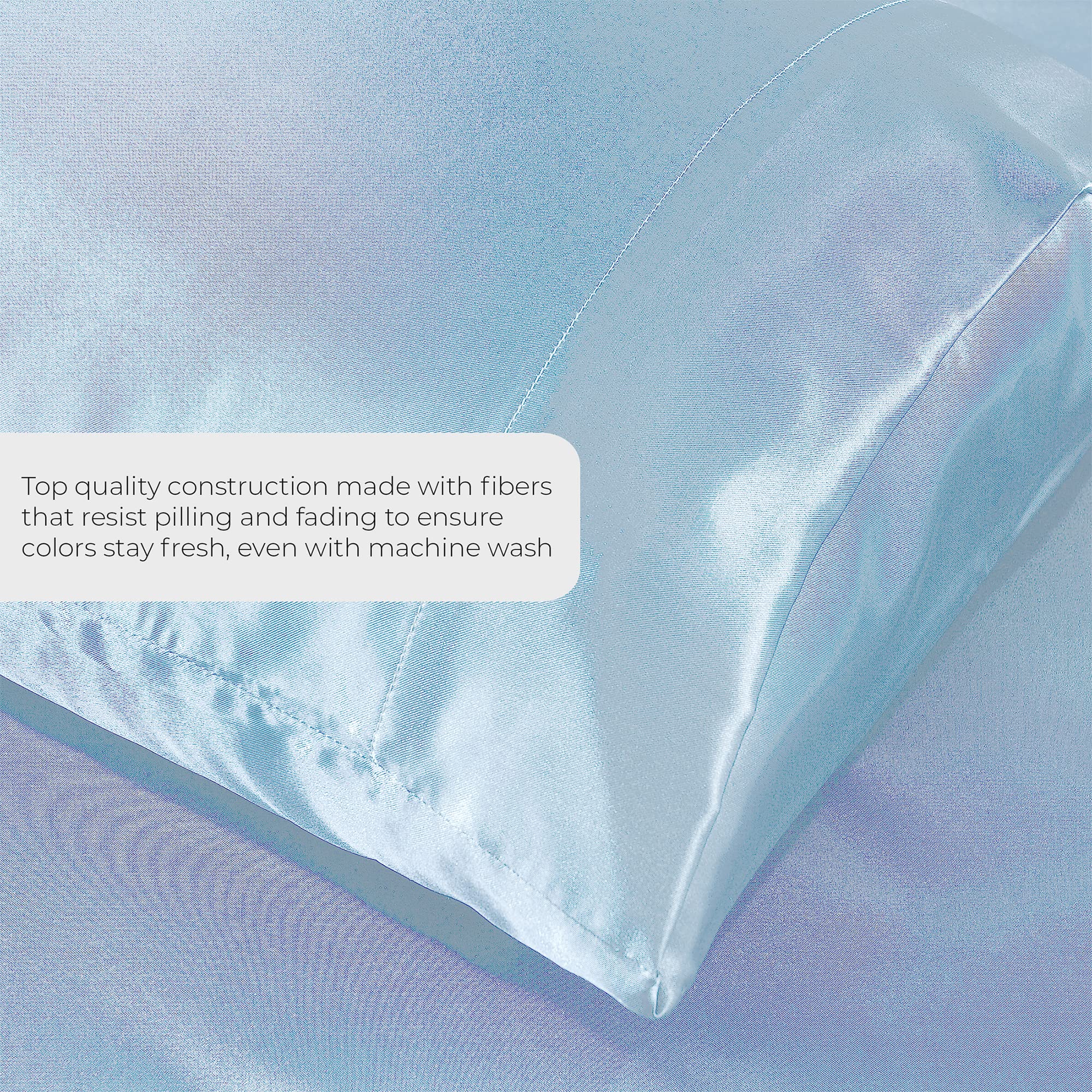Satin Sheets Twin [3-Piece, Baby Blue] Hotel Luxury Silky Bed Sheets - Extra Soft 1800 Microfiber Sheet Set, Wrinkle, Fade, Stai