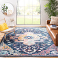 SAFAVIEH Crystal Collection Area Rug - 9 x 12, Navy & Fuchsia, Medallion Distressed Design, Non-Shedding & Easy Care, Ideal fo