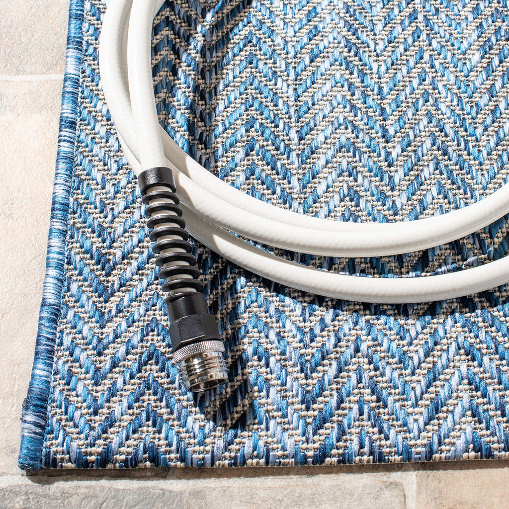 Safavieh Courtyard Collection Area Rug - 5'3'' X 7'7'', Navy & Grey, Non-Shedding & Easy Care, Indoor/Outdoor & Washable-Ideal F