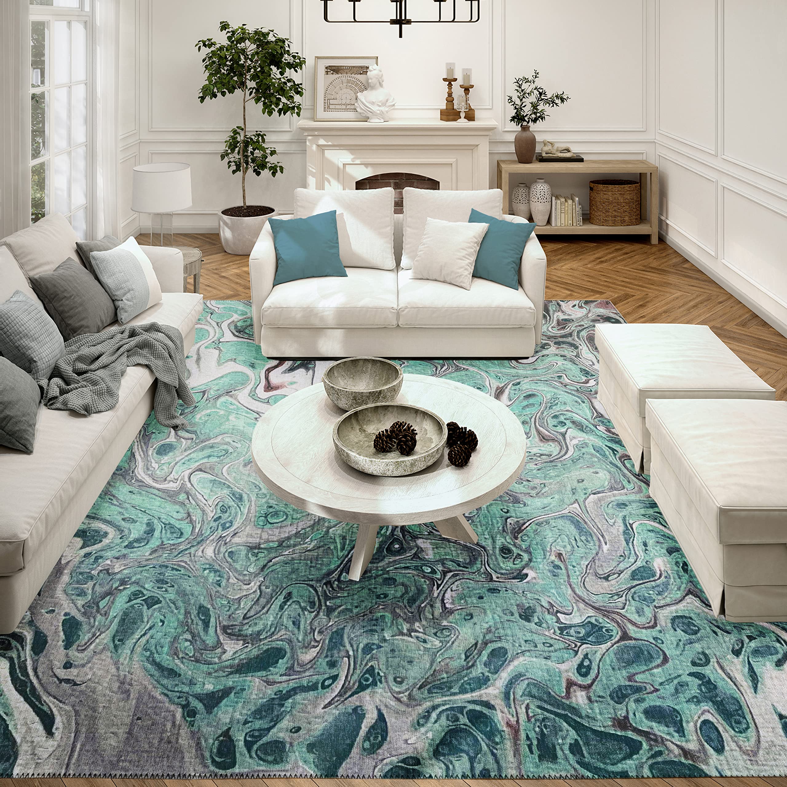 Addison Rugs Karina Akc39 Mint 5' X 7'6" Indoor Outdoor Area Rug, Easy Clean, Machine Washable, Non Shedding, Bedroom, Entry, Living Room, Dining Room, Kitchen, Patio Rug