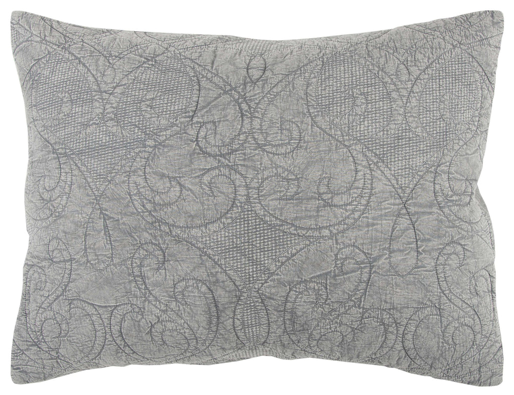 Rizzy Home | BQ4566 | Polyester Quilt | 90"x92" Gray/Black/Nuetral Solid