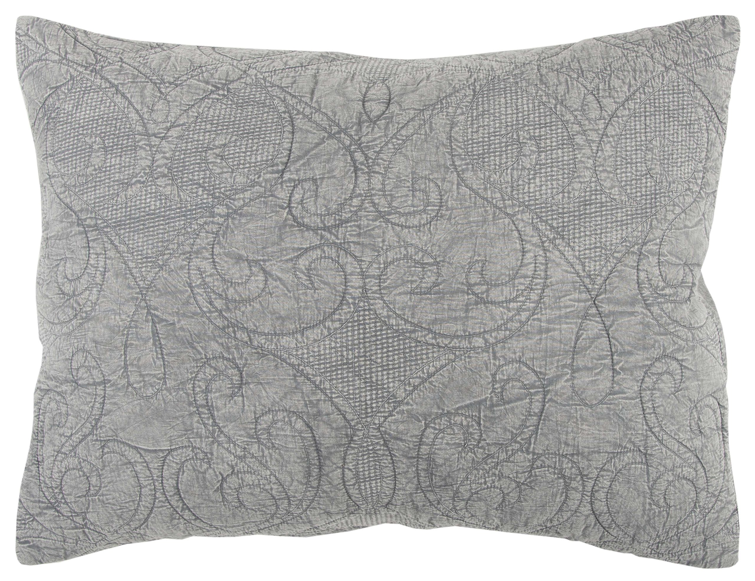 Rizzy Home | BQ4566 | Polyester Quilt | 90"x92" Gray/Black/Nuetral Solid
