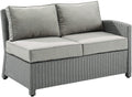 Crosley Furniture Bradenton Outdoor Sectional Right Side Loveseat, 2-Person Wicker Patio Couch For Deck, Gray With Gray Cushions