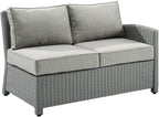 Crosley Furniture Bradenton Outdoor Sectional Right Side Loveseat, 2-Person Wicker Patio Couch For Deck, Gray With Gray Cushions