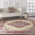 Nourison Grafix Modern Ivory/Pink 53 x 73 Traditional Area Rug, Easy-Cleaning, Non Shedding, Bed Room, Living Room, Dining Roo