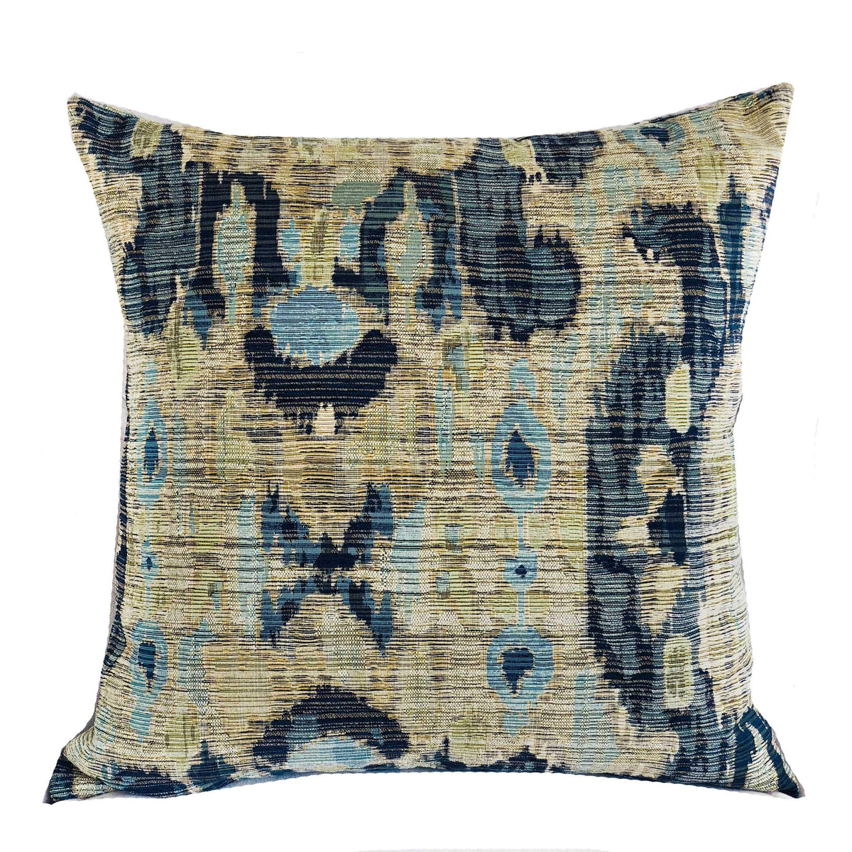 HomeRoots Green, Navy, Blue 88% Polyester/12% Cotton Green Navy and Blue Handmade Luxury Pillow 24in x 24in