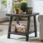 Athens Contemporary Replicated Wood Shelf End Table In Charcoal Finish