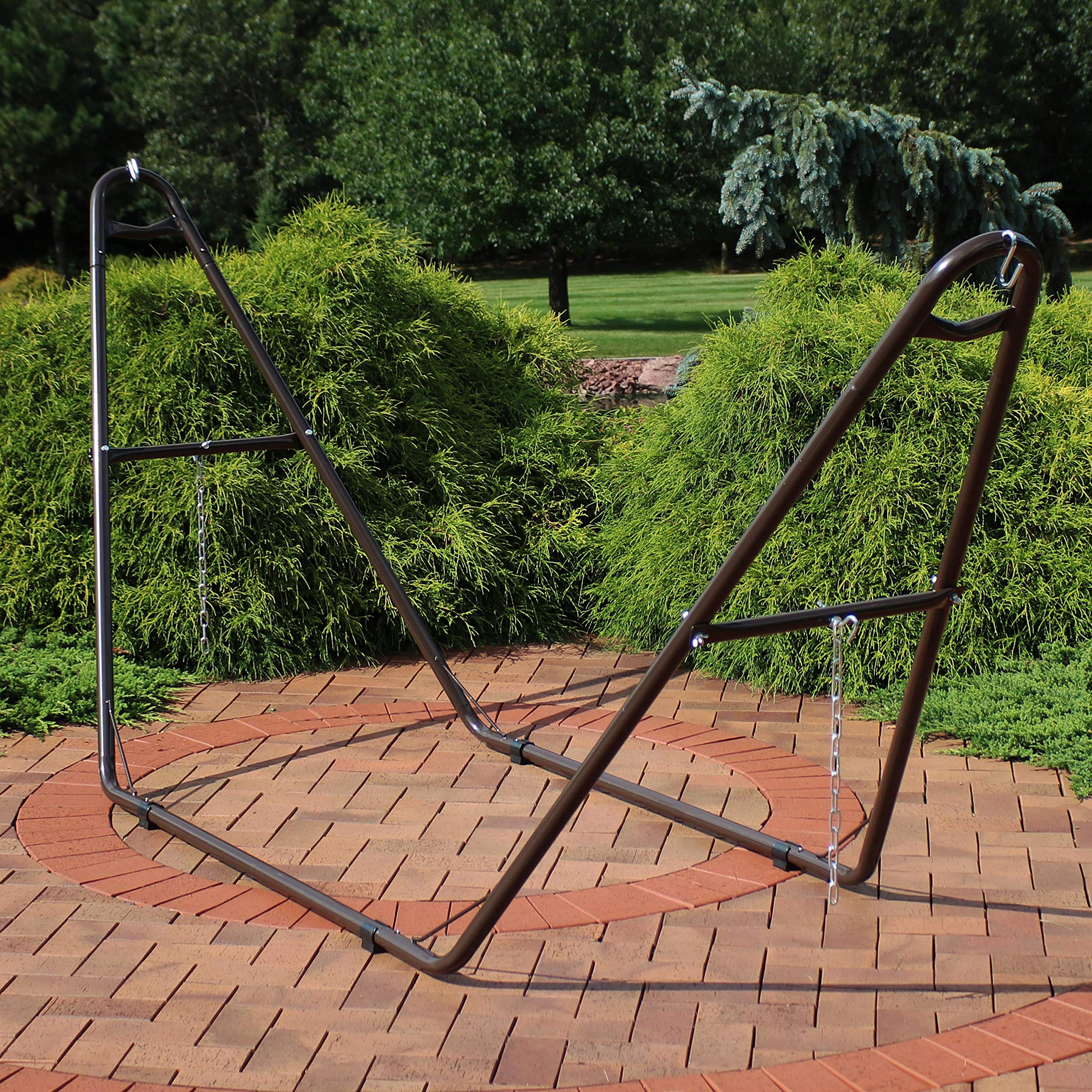 Sunnydaze Universal 2-Person Hammock Stand - 550-Pound Capacity - Heavy-Duty Steel Outdoor Hammock Stand - Fits 9 To 14 Foot Hammocks - Bronze