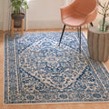 SAFAVIEH Brentwood Collection 3 Square Navy / Light Grey BNT832M Medallion Distressed Non-Shedding Living Room Bedroom Accent R