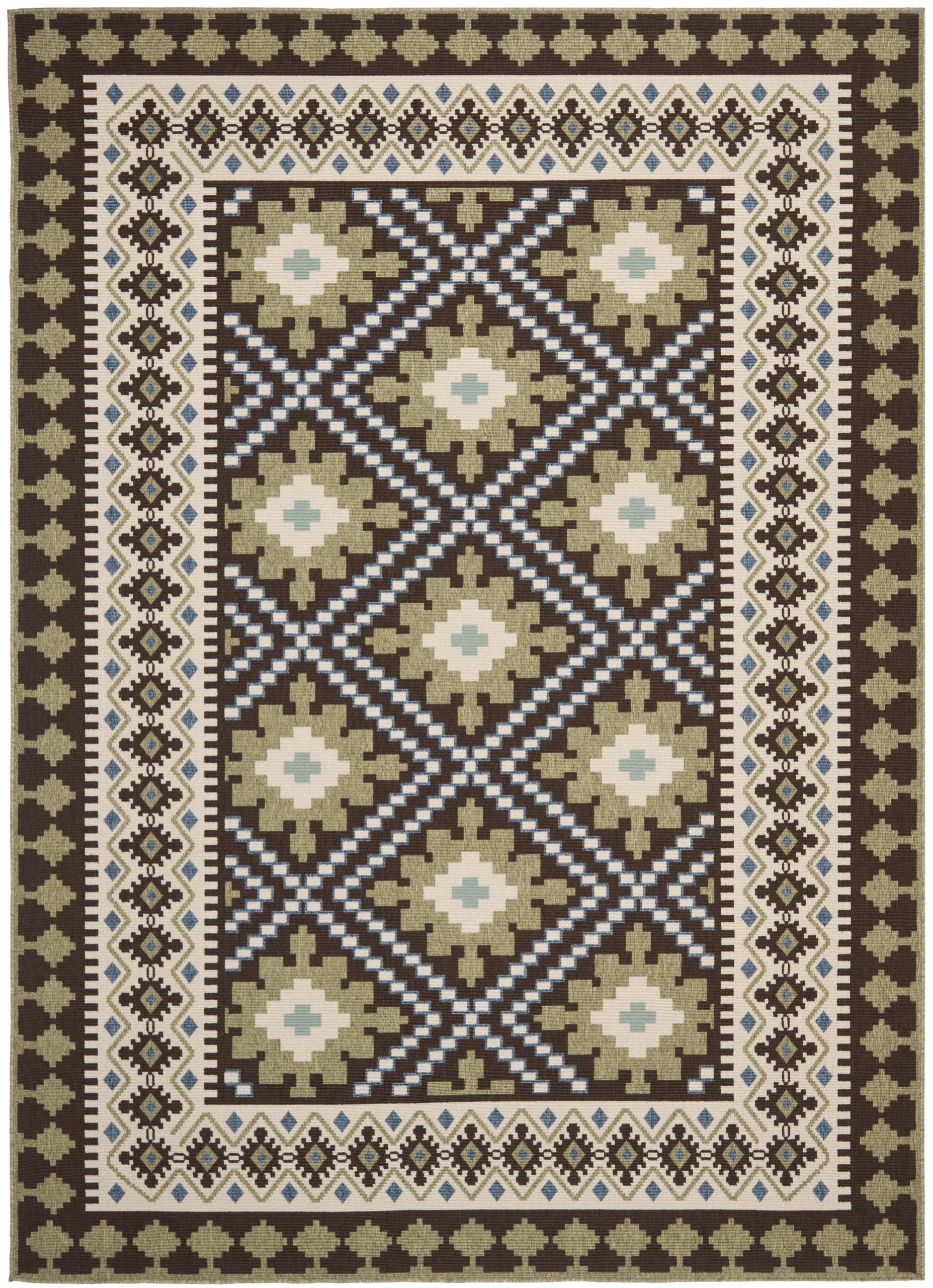Safavieh Veranda Collection Area Rug - 8' X 11', Chocolate & Green, Boho Design, Non-Shedding & Easy Care, Indoor/Outdoor & Washable-Ideal For Patio, Backyard, Mudroom (Ver099-0624)