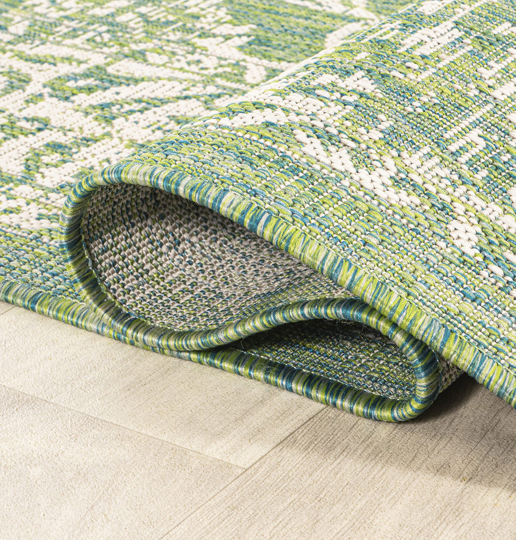 Jonathan Y Smb100F-28 Tela Bohemian Textured Weave Floral Indoor Outdoor Area-Rug, Coastal, Traditional, Transitional Easy-Cleaning,Bedroom,Kitchen,Backyard,Patio,Non Shedding, Cream/Green, 2 X 8