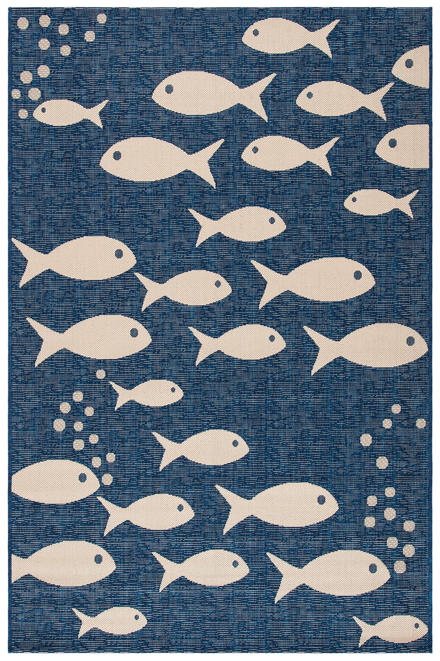 Safavieh Courtyard Collection 2' X 3'7' Navy/Beige Cy6012 Indoor/ Outdoor Waterproof Easy Cleaning Patio Backyard Mudroom Accen