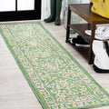 Jonathan Y Smb104F-210 Malta Bohemian Medallion Textured Weave Indoor Outdoor Area Rug, Coastal,Traditional,Transitional Easy Clean,Bedroom,Kitchen,Backyard,Patio, Non-Shed, Cream/Green, 2 X 10