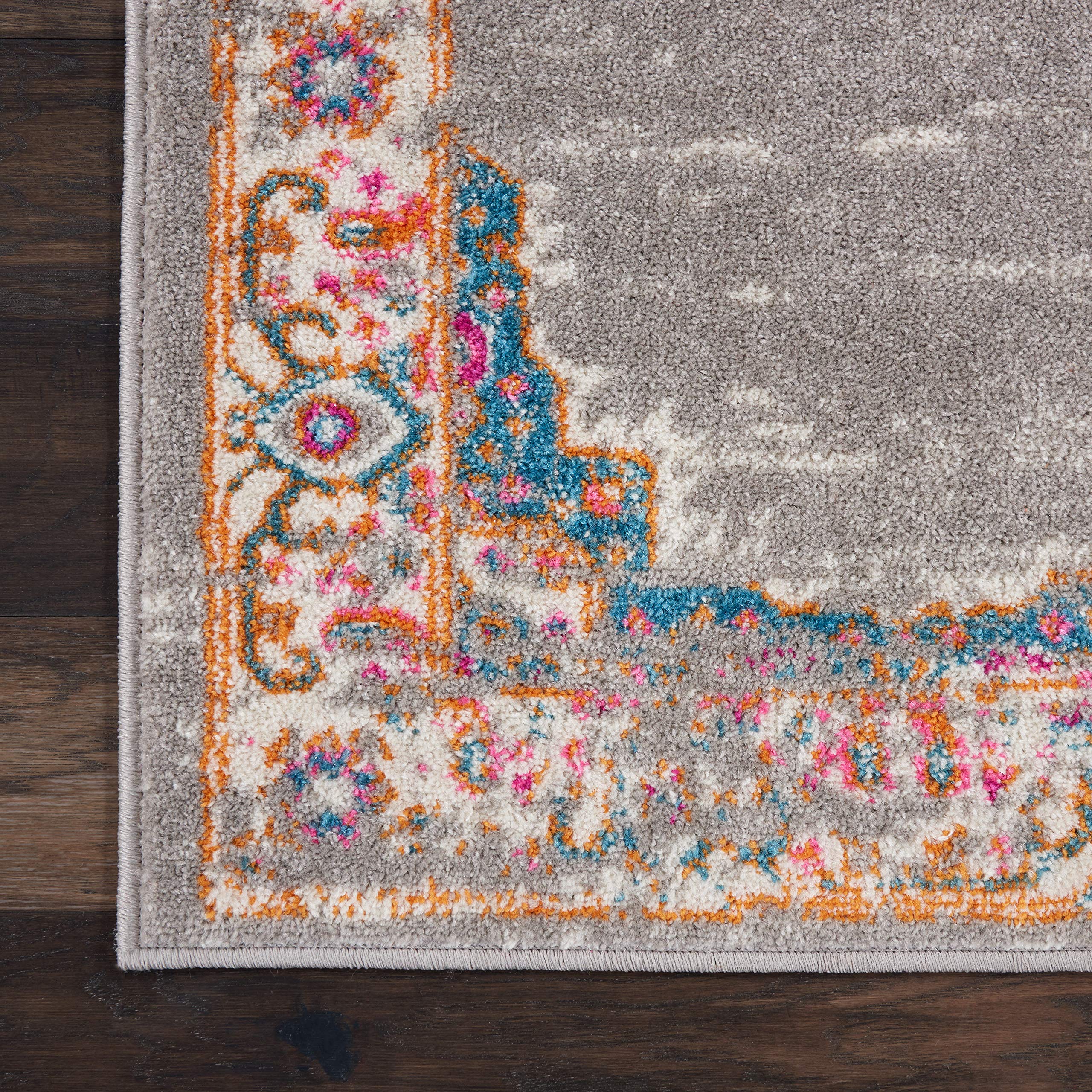 Nourison Passion Grey 5'3' X 7'3' Area Rug, Boho, Traditional, Easy Cleaning, Non Shedding, Bed Room, Living Room, Hallway, (5' X 7')