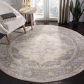 SAFAVIEH Brentwood Collection Area Rug - 8 Round, Cream & Grey, Medallion Distressed Design, Non-Shedding & Easy Care, Ideal fo