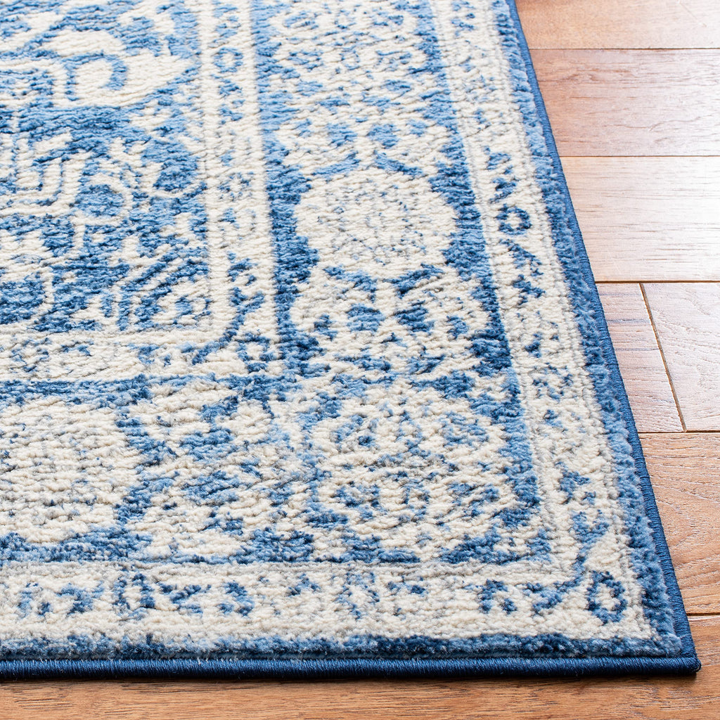 Safavieh Brentwood Collection Runner Rug - 2' X 12', Ivory & Navy, Medallion Distressed Design, Non-Shedding & Easy Care, Ideal