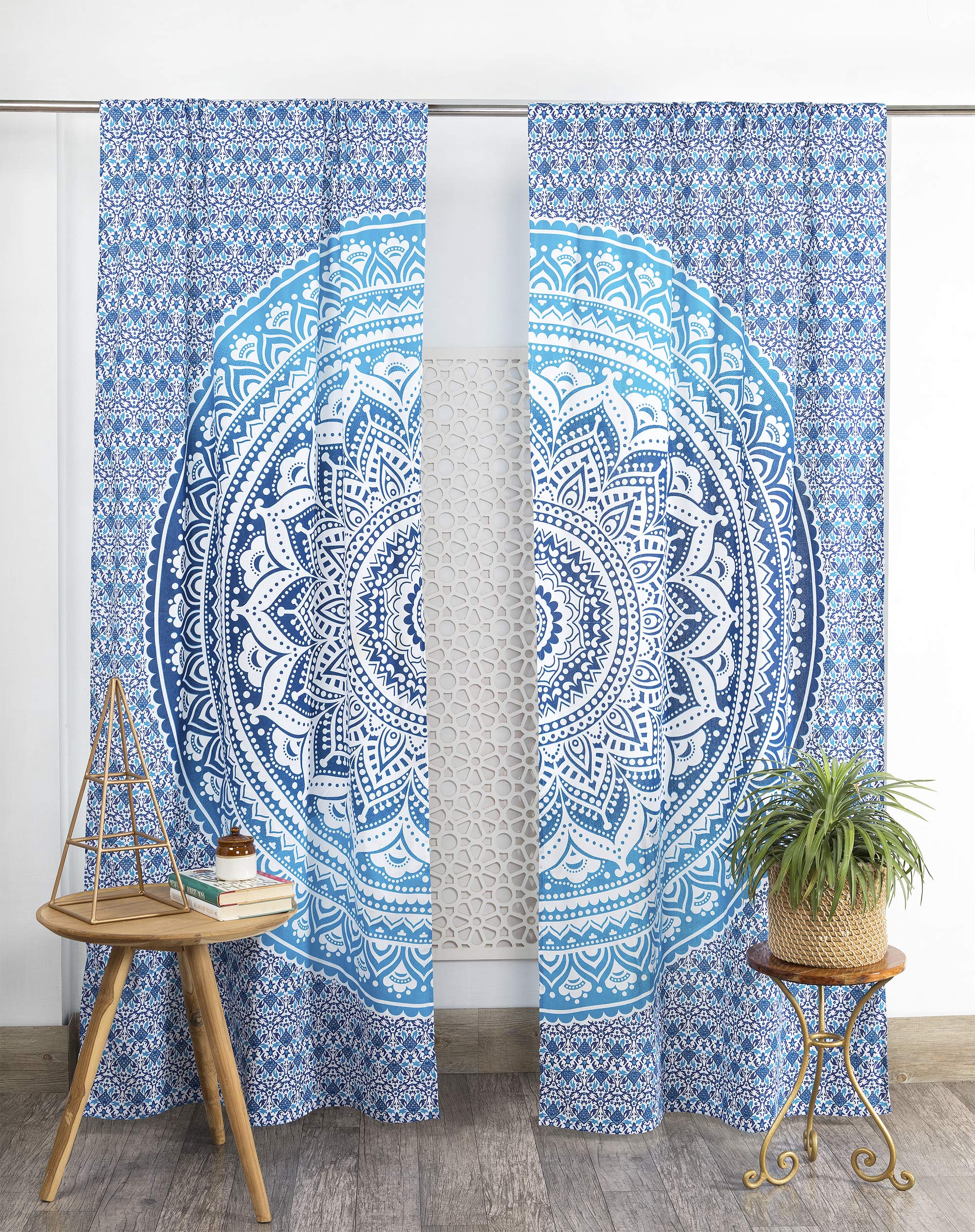 Popular Handicrafts Indian Hippie Bohemian Beautiful Ombre Color Mandala Curtain Panels Red Gold