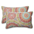 Pillow Perfect Outdoor/Indoor Delancey Jubilee Oversized Lumbar Pillows, 24.5' X 16.5', 2 Count Pink