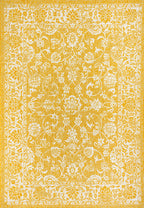Jonathan Y Smb100E-4 Tela Bohemian Textured Weave Floral Indoor Outdoor Area Rug, Coastal, Traditional, Transitional Easy Cleaning,Bedroom,Kitchen,Backyard,Patio,Non Shedding, Yellow/Cream, 4 X 6