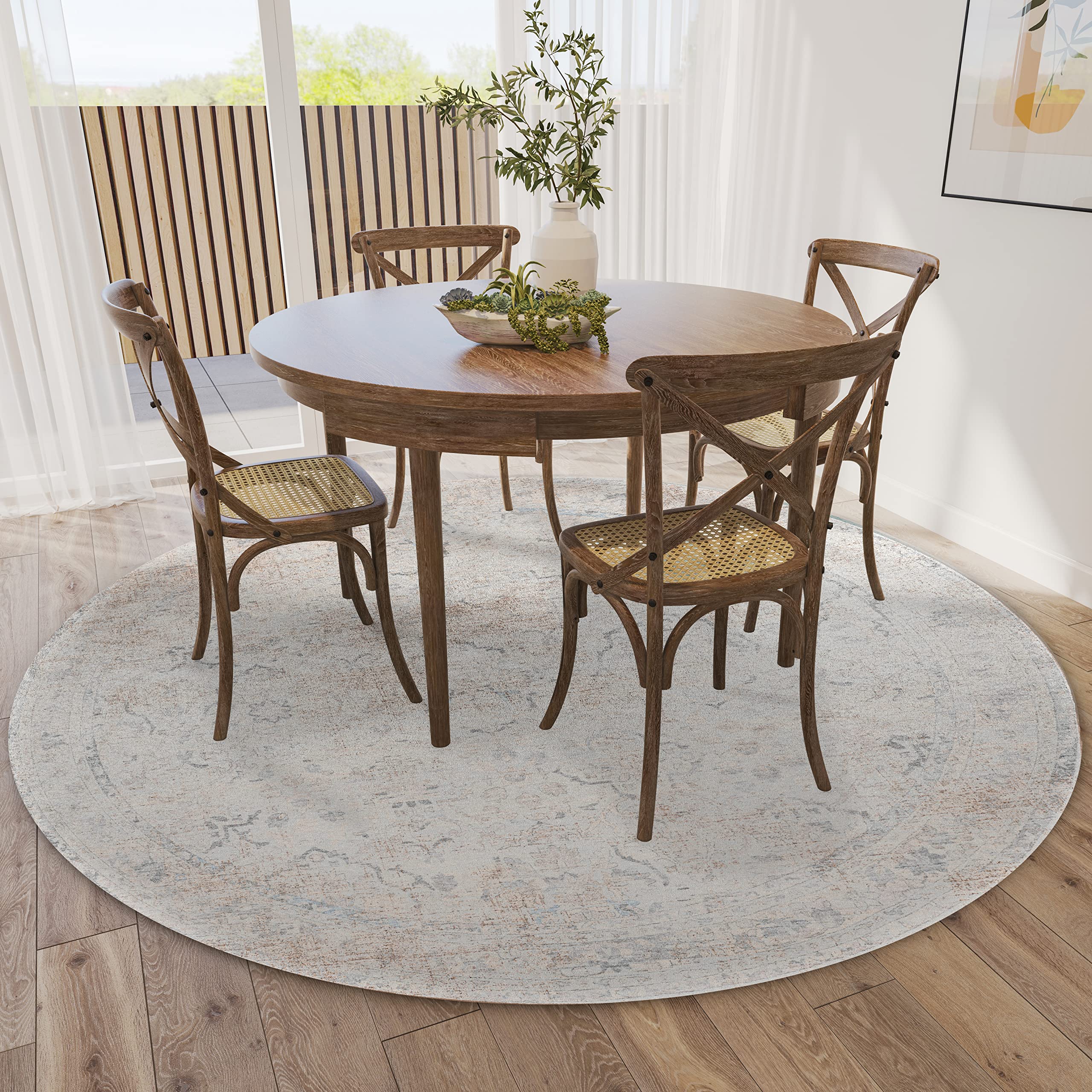 Dalyn Rugs Jericho Jc3 Pearl 8' X 8' Rectangle Soft Round Rug, Easy Clean, Non Shedding, Bedroom, Entry, Living Room, Dining Room, Kitchen Rug