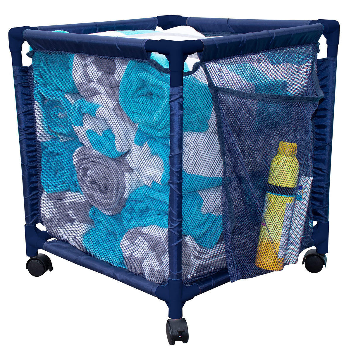 Essentially Yours Rolling Pool Storage Small Organizer Bin, (18' W X 18' L X 20' H), Blue Style 417244