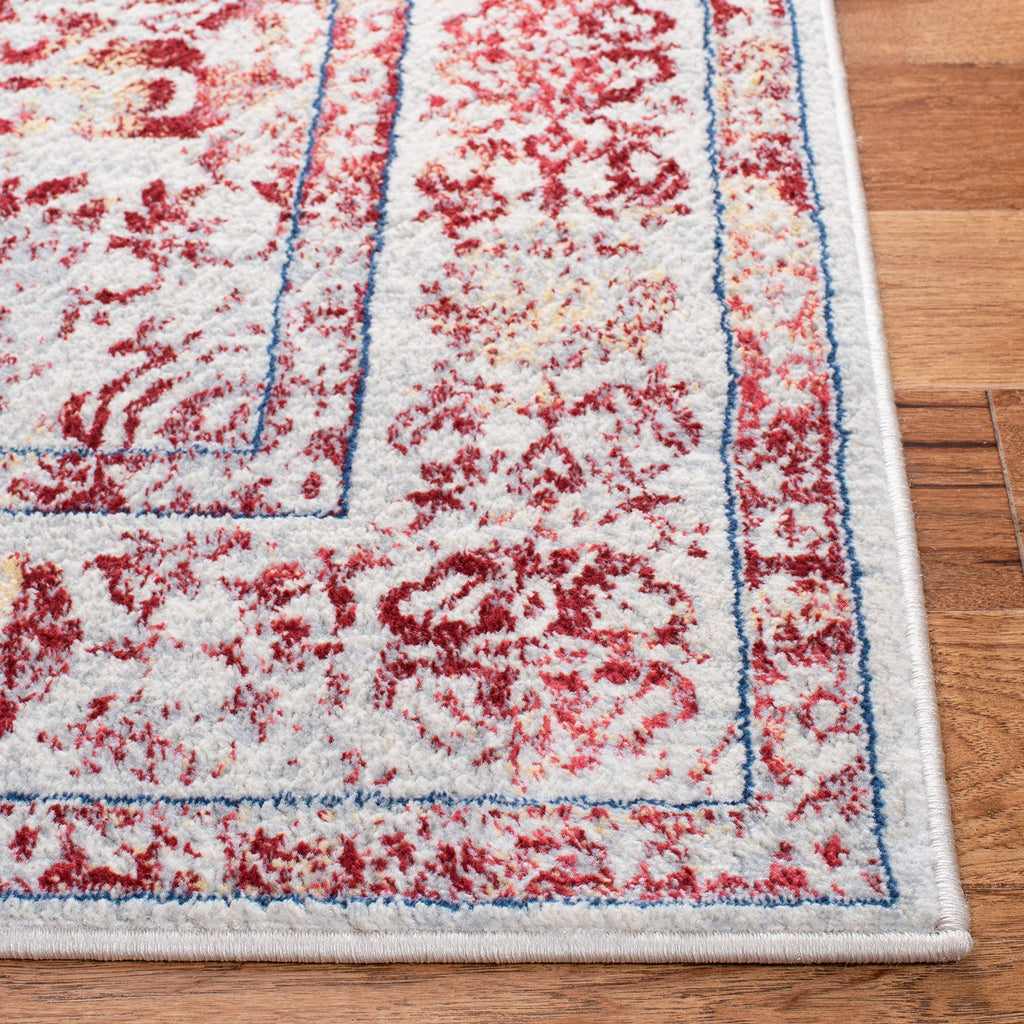 Safavieh Brentwood Collection 4' X 6' Ivory/Red Bnt832C Medallion Distressed Non-Shedding Living Room Bedroom Accent Rug