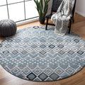 SAFAVIEH Amsterdam Collection 5'1'' Round Blue/Ivory AMS108L Moroccan Boho Non-Shedding Living Room Bedroom Area Rug