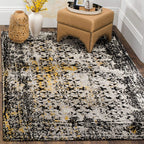 SAFAVIEH Classic Vintage Collection Accent Rug - 4' x 6', Black & Silver, Distressed Design, Non-Shedding & Easy Care, Ideal for
