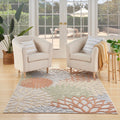 Nourison Aloha Indoor-Outdoor Ivory Multicolor 5'3' X 7'5' Area Rug, Easy Cleaning, Non Shedding, Bed Room, Living Room, Dinin