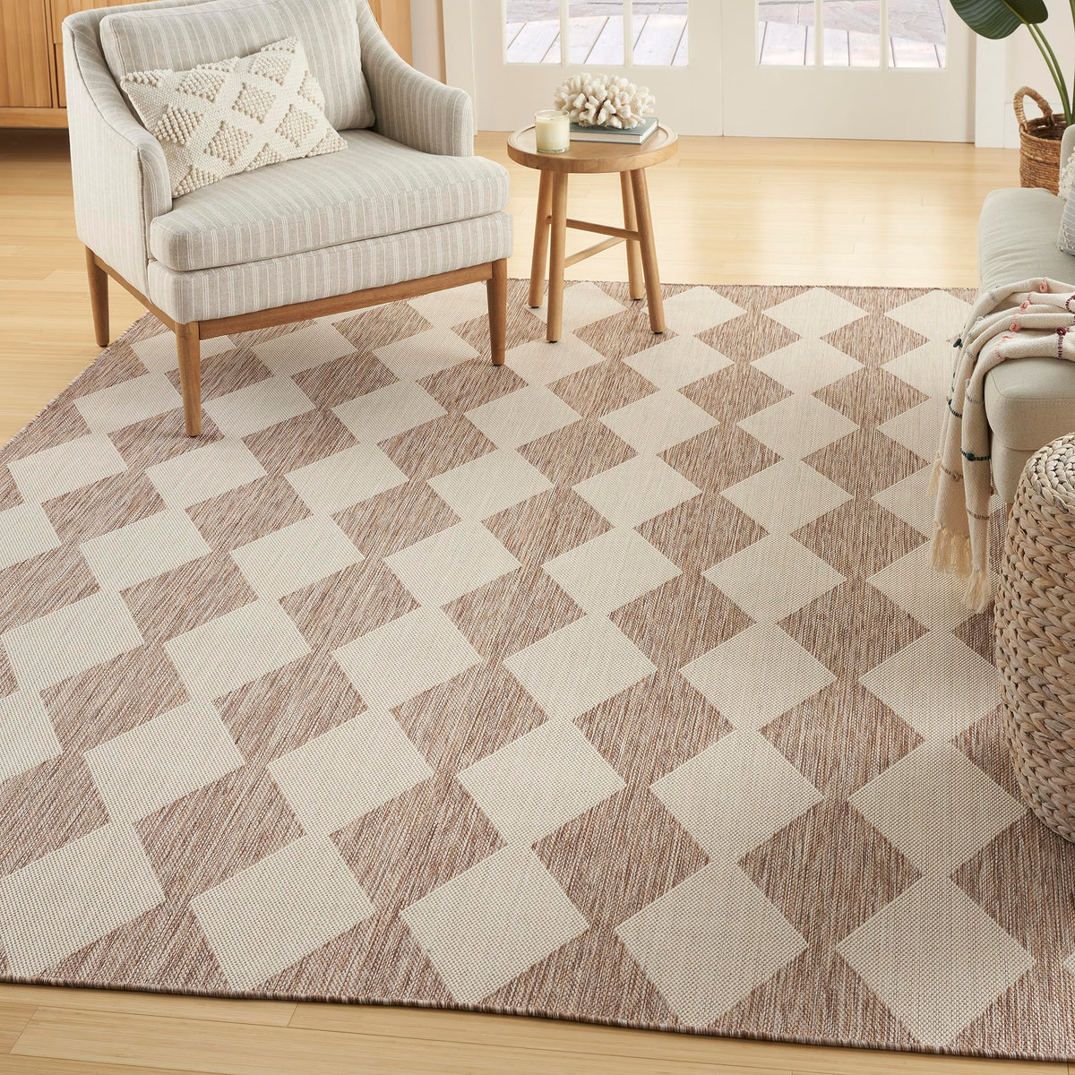 Nourison Positano Indoor/Outdoor Beige 9' X 12' Area Rug, Easy- Cleaning, Non Shedding, Bed Room, Living Room, Dining Room, Back