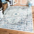 SAFAVIEH Evoke Collection 11 Square Ivory/Grey EVK220D Shabby Chic Oriental Medallion Non-Shedding Living Room Bedroom Dining H