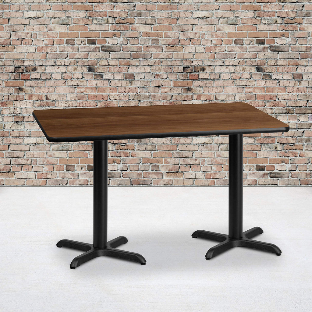 Flash Furniture Graniss 30'' x 60'' Rectangular Walnut Laminate Table Top with 22'' x 22'' Table Height Bases