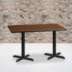 Flash Furniture Graniss 30'' x 60'' Rectangular Walnut Laminate Table Top with 22'' x 22'' Table Height Bases