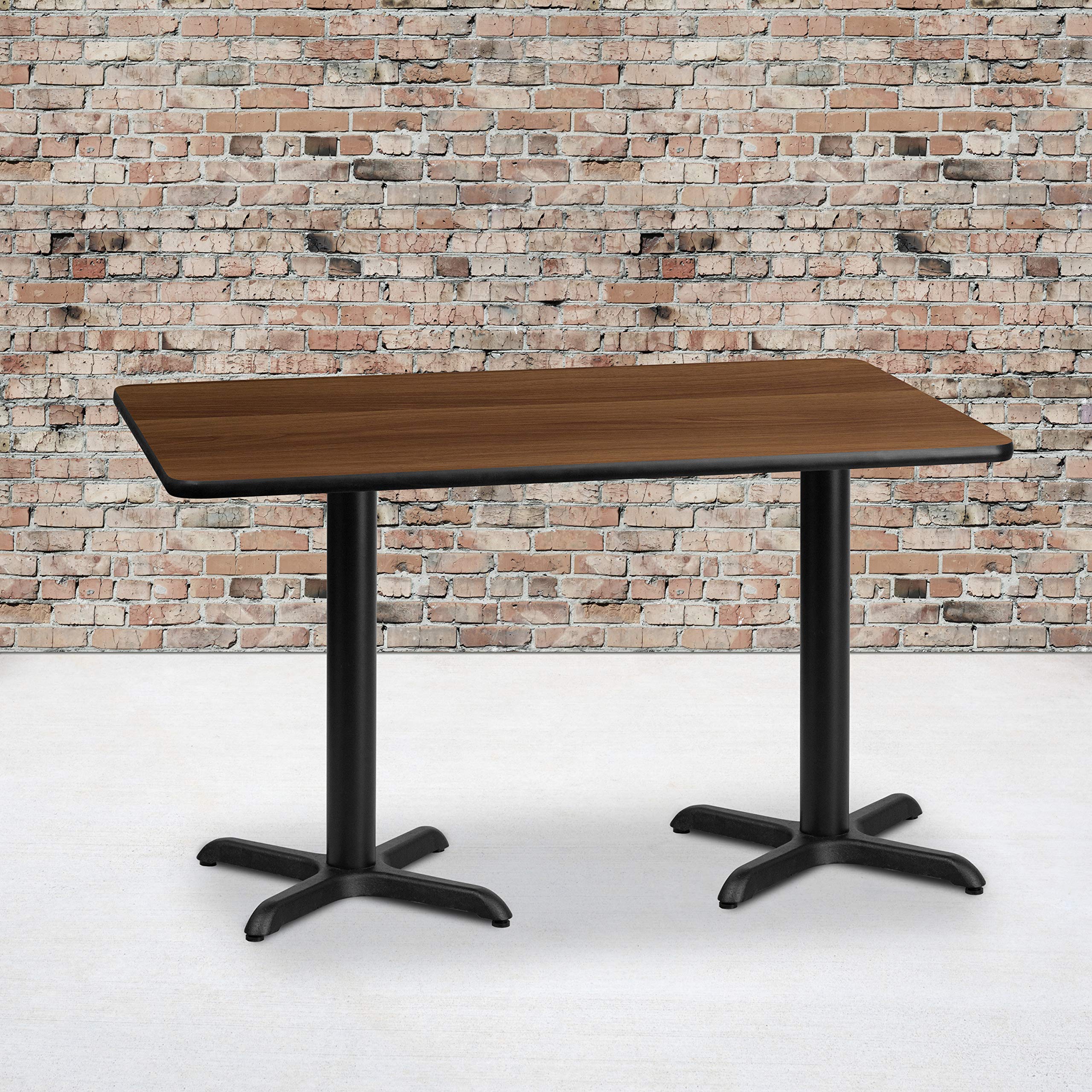 Flash Furniture Graniss 30'' x 60'' Rectangular Walnut Laminate Table Top with 22'' x 22'' Table Height Bases
