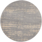 Nourison Essentials Indoor/Outdoor Solid Abstract Grey/Beige 8' X Round Area Rug, Easy Cleaning, Non Shedding, Bed Room, Living Room, Dining Room, Backyard, Deck, Patio (8 Round)