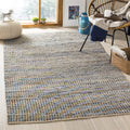 SAFAVIEH Cape Cod Collection Accent Rug - 4 x 6, Natural & Blue, Handmade Flat Weave Coastal Braided Jute, Ideal for High Traf