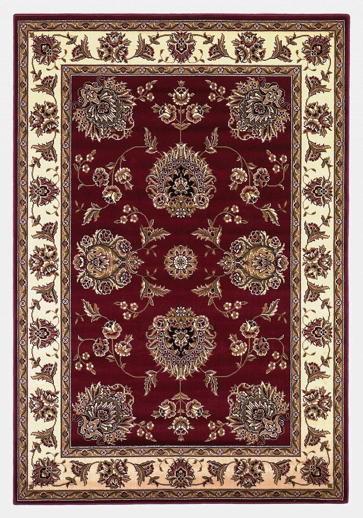 HomeRoots Red/Ivory Polypropylene 2'x3' Red Ivory Machine Woven Floral Traditional Indoor Accent Rug