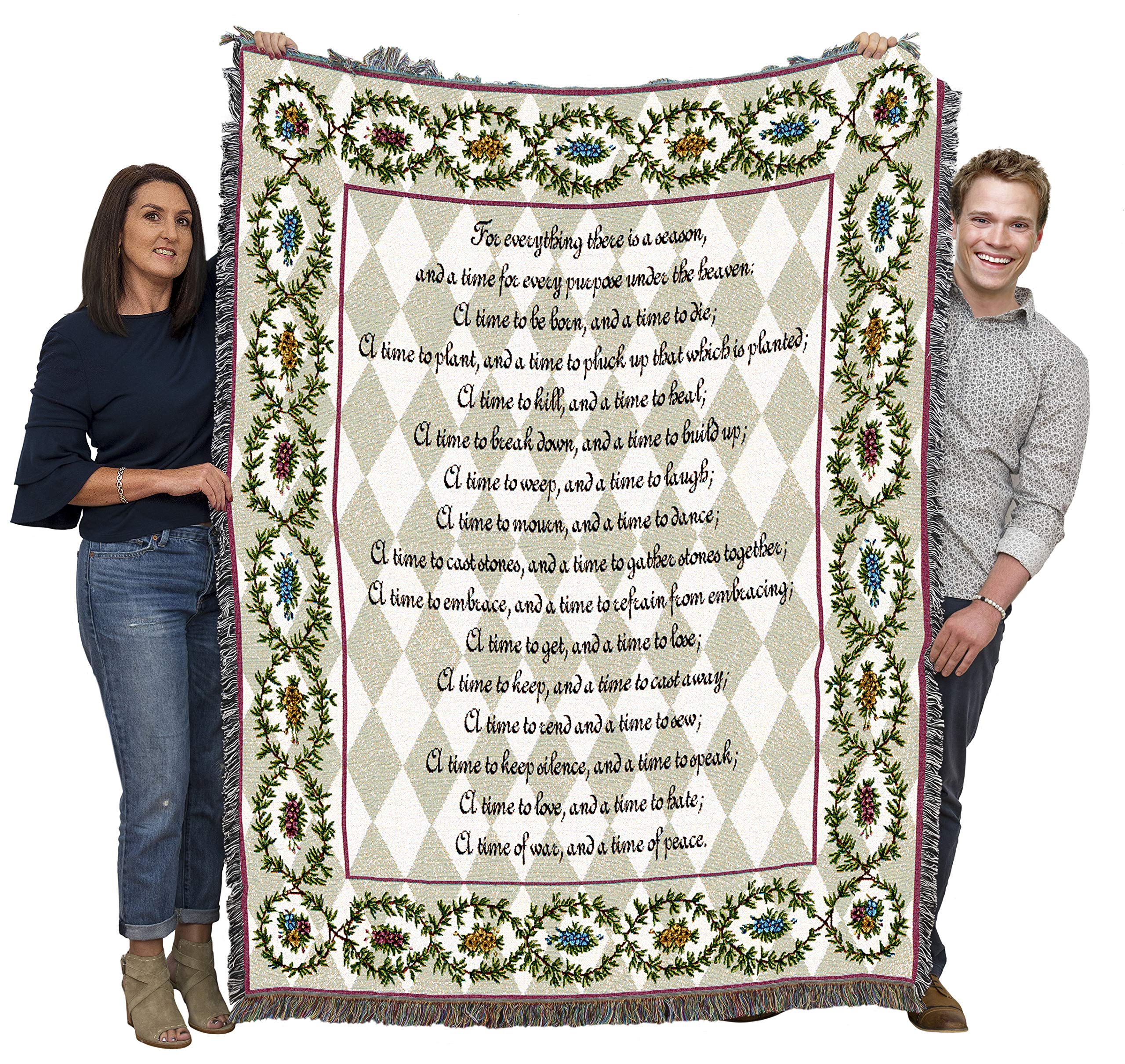 Pure Country Weavers Every Season Blanket - Scriptures Ecclesiastes 3:1-8 - Religious Gift Tapestry Throw Woven From Cotton - Ma