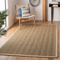 Safavieh Natural Fiber Collection 4 Square Ivory NF115J Border Herringbone Seagrass Area Rug