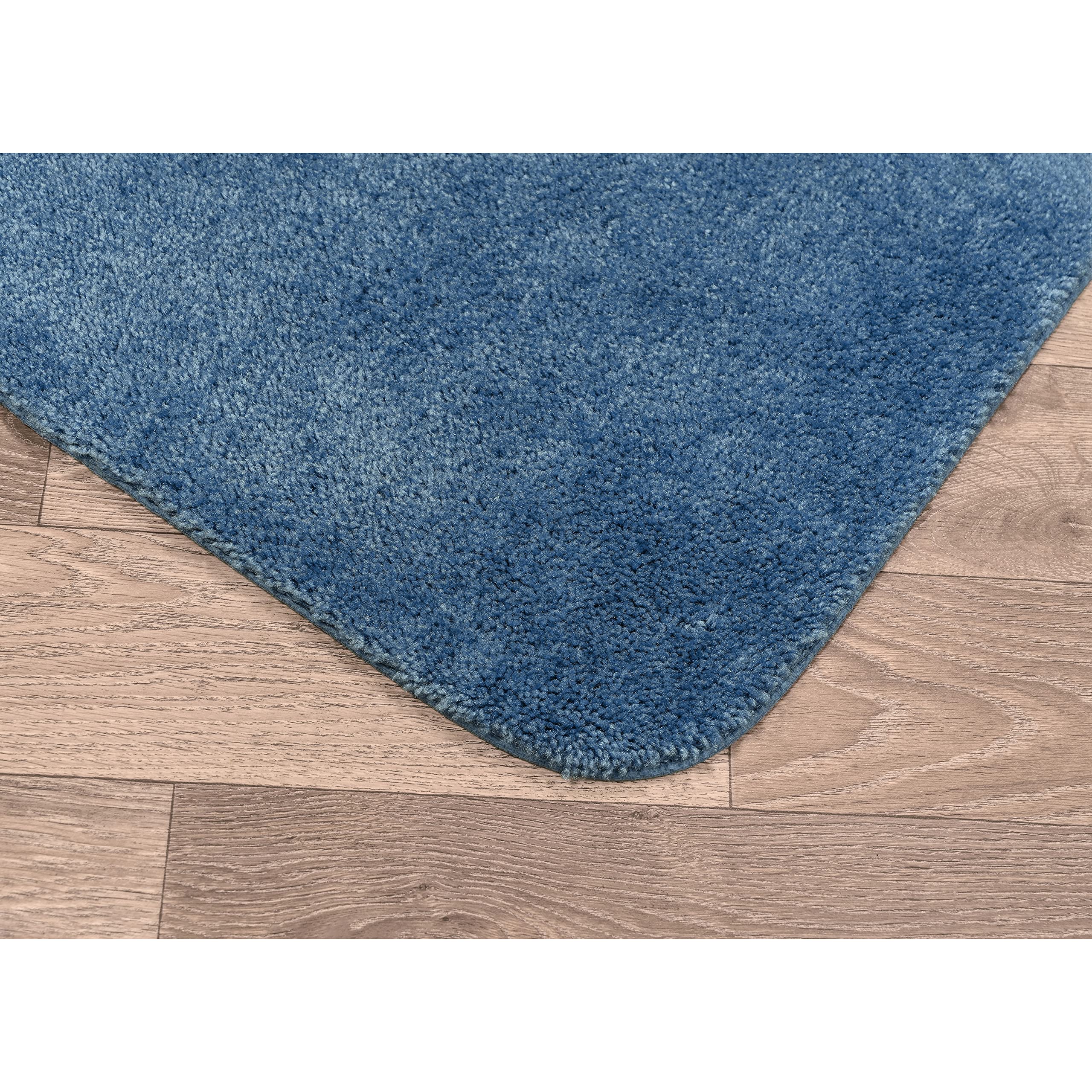 Garland Rug Traditional 3 Piece Nylon Washable Bathroom Rug Set No Lid Or Contour (17X24/21X34/21X34) Basin Blue