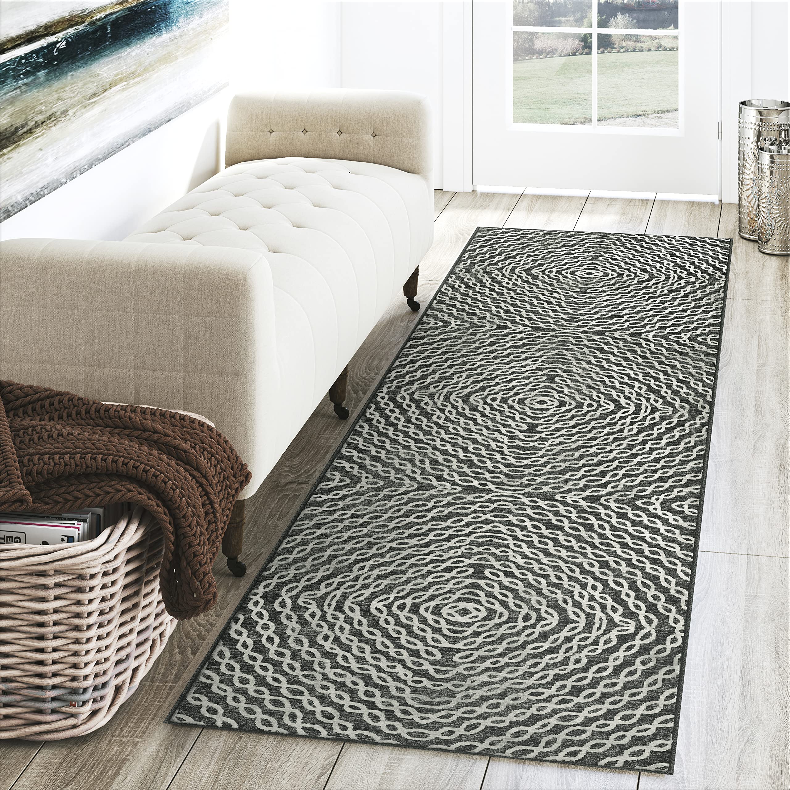 Dalyn Rugs Brisbane Br3 Geometric Chain Links Midnight 2'3&quot; X 7'6&quot;