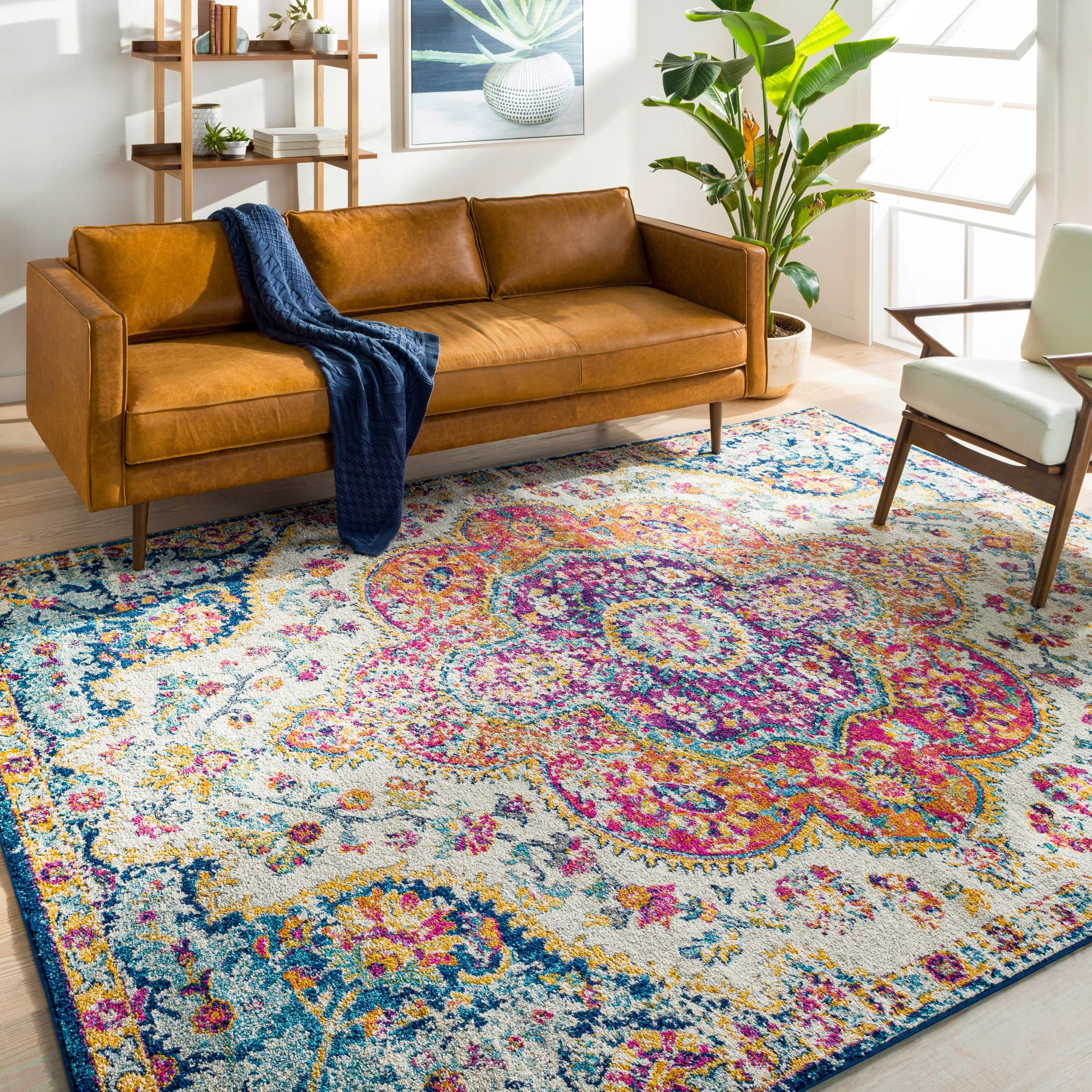 Livabliss Romaine Vintage Medallion Area Rug,67 x 9,Orange